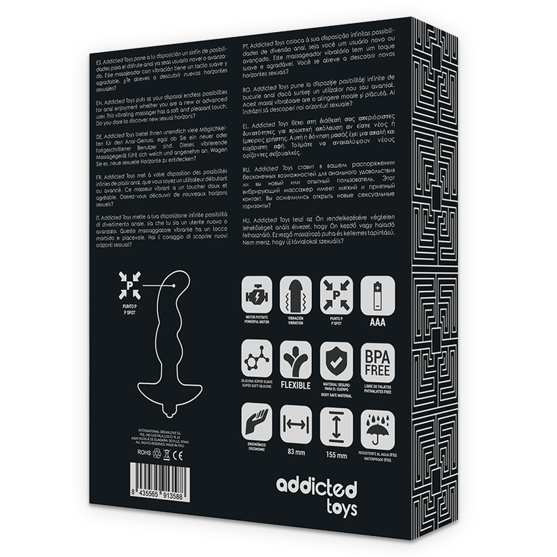 ADDICTED TOYS - MASSAGGIATORE ANALE CON VIBRAZIONE NERA MODELLO 2 - immagine 6