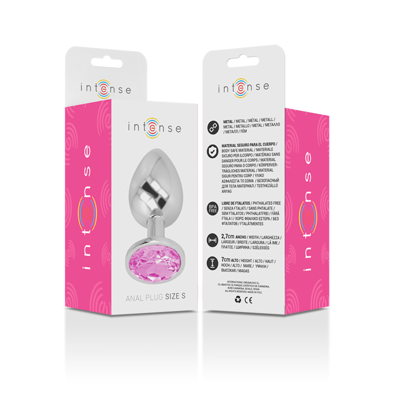 INTENSE - PLUG ANALE IN METALLO ALLUMINIO CON CRISTALLO ROSA TAGLIA S - immagine 6