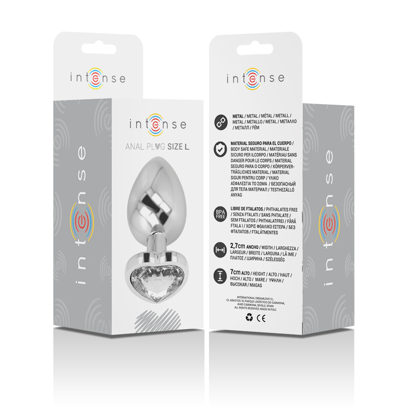 INTENSE - PLUG ANALE METALLO ALLUMINIO BIANCO CUORE TAGLIA L - immagine 6