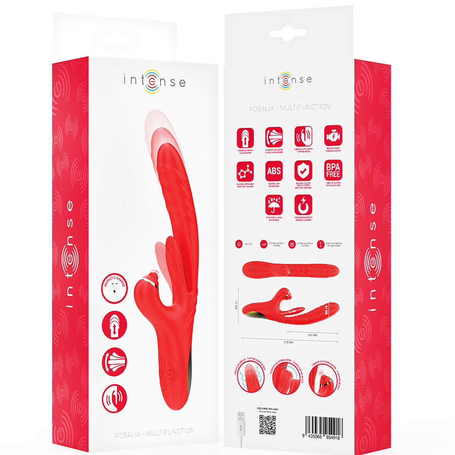 INTENSE - VIBRATORE MULTIFUNZIONE ROSALIA 3 IN 1 ROSSO - immagine 8