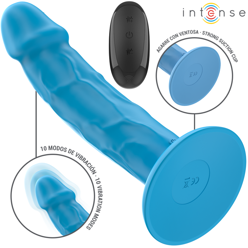 INTENSE - PHOEBE VIBRATORE REALISTICO 10 VIBRAZIONI TELECOMANDO BLU - immagine 2