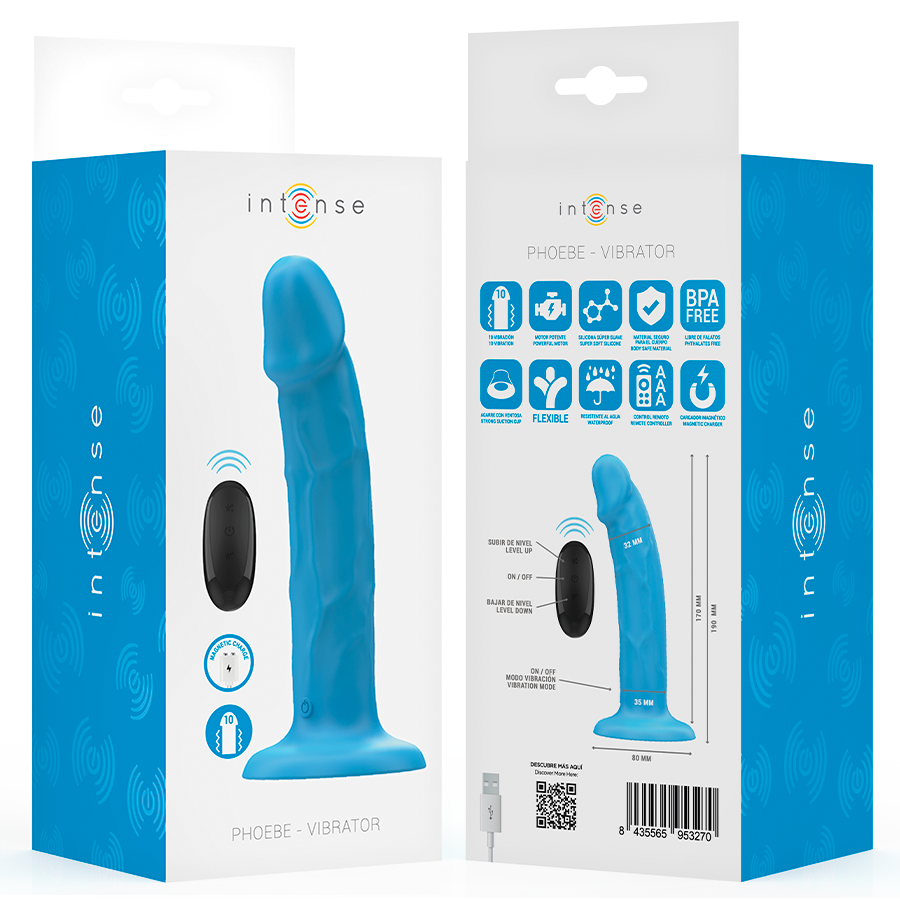 INTENSE - PHOEBE VIBRATORE REALISTICO 10 VIBRAZIONI TELECOMANDO BLU - immagine 8
