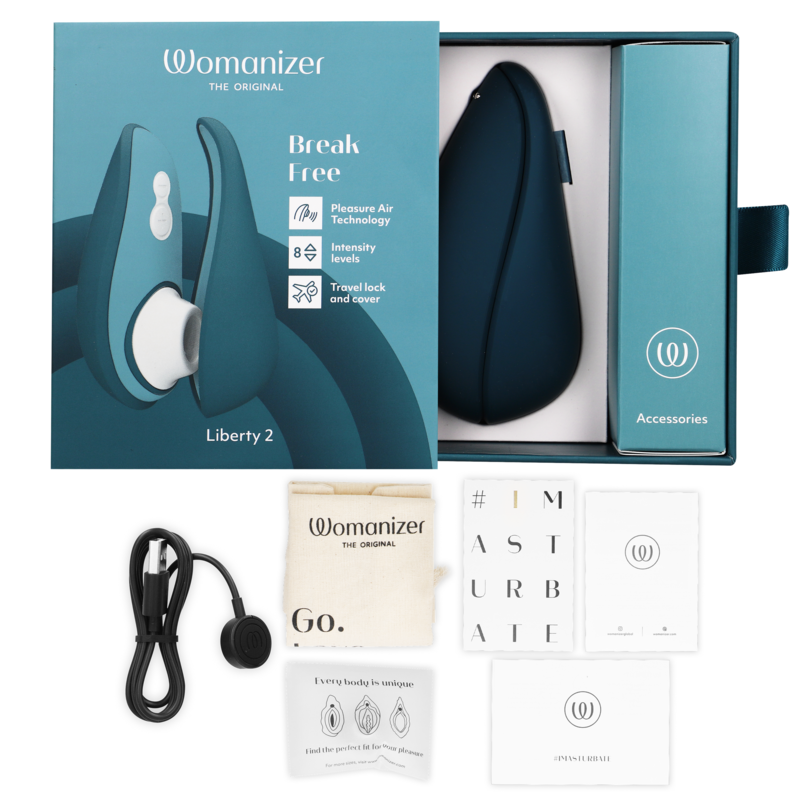WOMANIZER - LIBERTY 2 STIMOLATORE CLITORIDEO E ASPIRAZIONE BLU - immagine 6