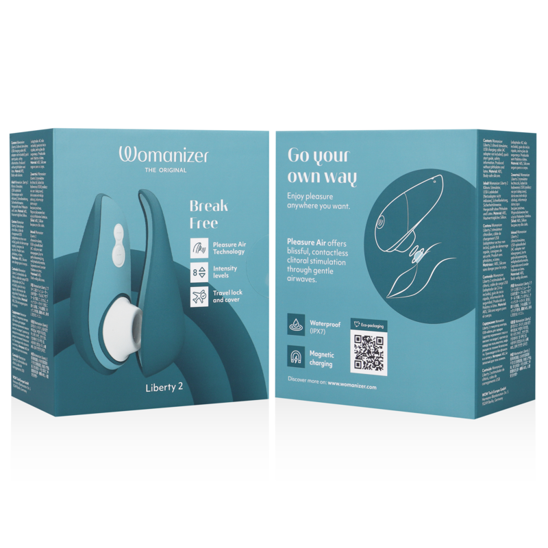 WOMANIZER - LIBERTY 2 STIMOLATORE CLITORIDEO E ASPIRAZIONE BLU - immagine 7