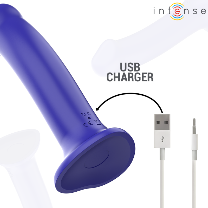 INTENSE - VIBRATORE VICTORIA CON VENTOSA 10 VIBRAZIONI BLU SCURO TELECOMANDO - immagine 7
