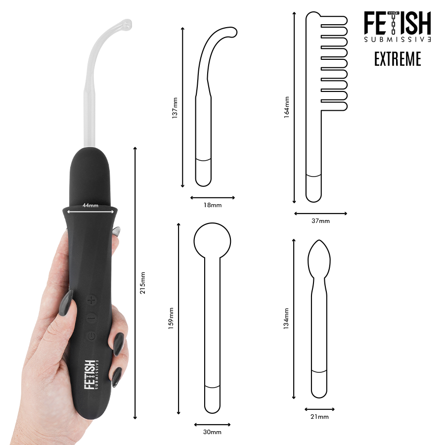 FETISH SUBMISSIVE - VIBRADOR WAND ELECTROESTIMULACIÓN ALTA FRECUENCIA - immagine 6