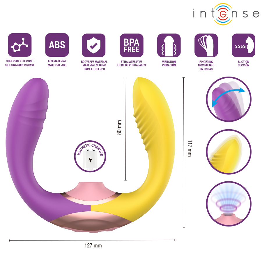 INTENSE - WILLOW STIMOLATORE A VIBRAZIONE E ASPIRAZIONE 3 IN 1 - immagine 4