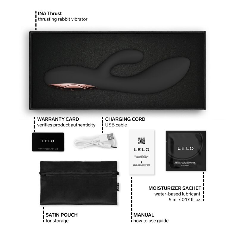 LELO - INA VIBRATORE A SPINTA THRUST RABBIT NERO - immagine 9